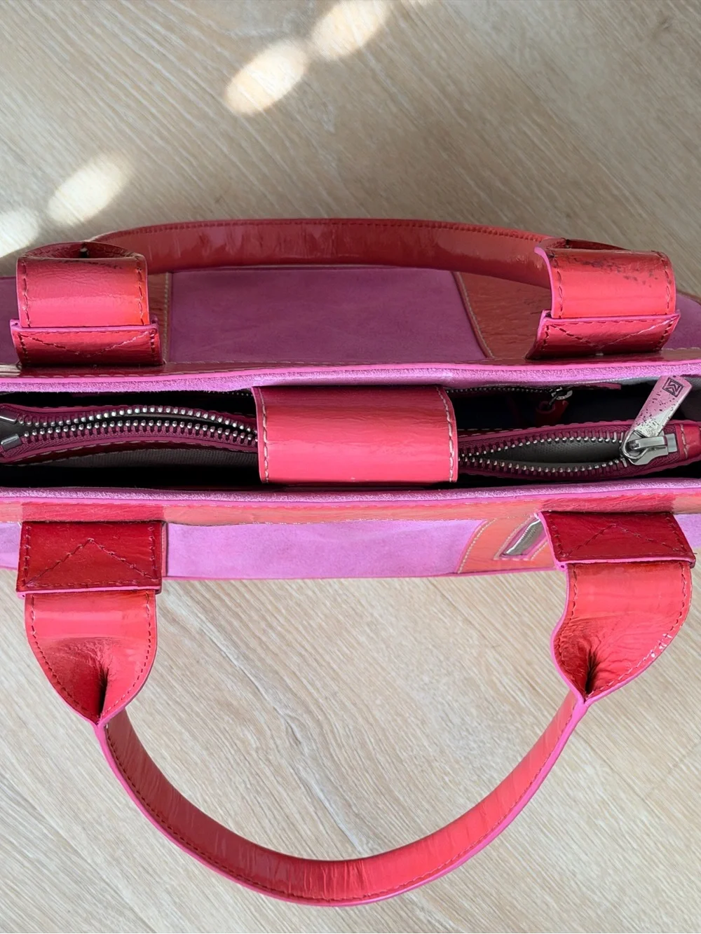 RARE Y2K Vintage Michael Kors Pink Suede Aviator Tote Bag Patent Leather Archive